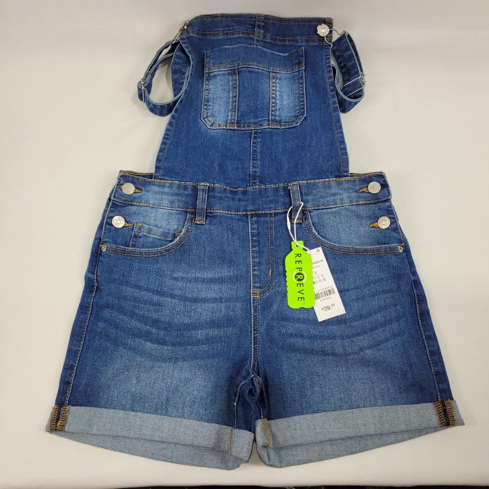 Ardene Denim Overalls Shorts Navy Blue Juniors Teen size 7 NEW